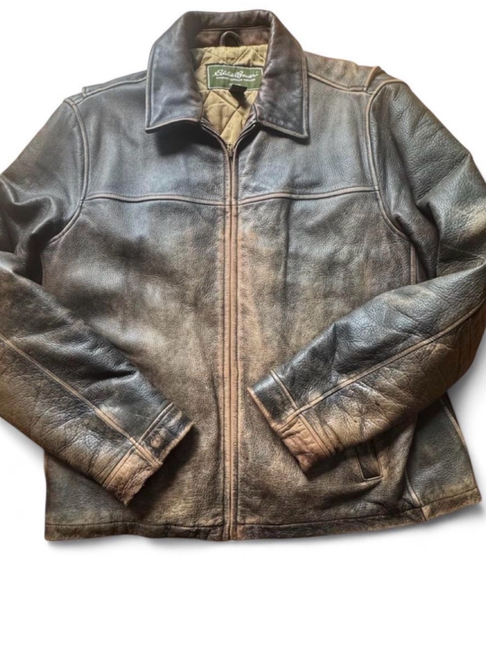 Eddie Bauer Dark Brown Leather Bomber Jacket